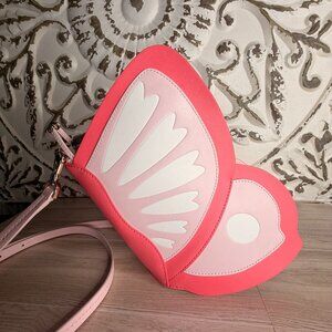 Kate Spade Butterfly Novelty Crossbody Bag Pink Leather Rare Collectible Purse